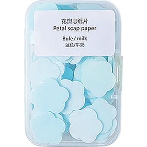 Draagbare mini zeeppapier - Blauw - Reis zeep - Handzeep - Toilettas accessoire - Vakantie benodigheden - Reizen - Reiskoffer musthaves - Gadget