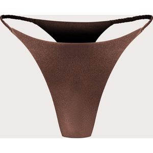 String Bikinibroekje Dames – Bruin – Klassieke Bikini Slip – Strikbandjes – Comfortabele Pasvorm – S