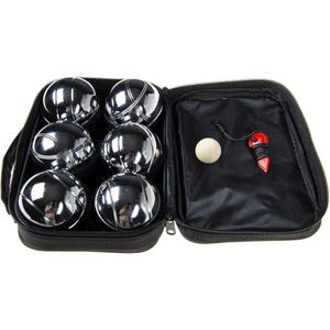 Jeu de Boules set 6 ballen - metaal - diameter 7,2 cm inclusief tas