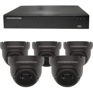 Camerabeveiliging 2K QHD - Sony 5MP - Set 5x Dome - Zwart - Buiten & Binnen - Met Nachtzicht - Incl. Recorder & App