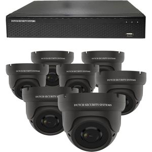 Camerabeveiliging 2K QHD - Sony 5MP - Set 7x Dome - Zwart - Buiten & Binnen - Met Nachtzicht - Incl. Recorder & App