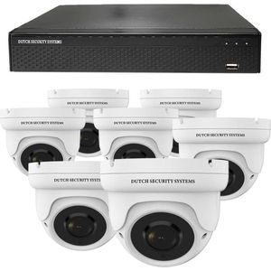 Camerabeveiliging 2K QHD - Sony 5MP - Set 7x Dome - Wit - Buiten & Binnen - Met Nachtzicht - Incl. Recorder & App