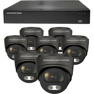 Beveiligingscamera 4K Ultra HD - Sony 8MP - Set 7x Dome - Zwart - Buiten & Binnen - Met Nachtzicht - Incl. Recorder & App