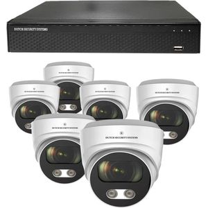Beveiligingscamera 4K Ultra HD - Sony 8MP - Set 6x Dome - Wit - Buiten & Binnen - Met Nachtzicht - Incl. Recorder & App