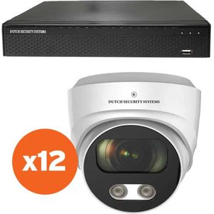 Beveiligingscamera 4K Ultra HD - Sony 8MP - Set 12x Dome - Wit - Buiten & Binnen - Met Nachtzicht - Incl. Recorder & App
