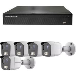 Camerabeveiliging 2K QHD - Sony 5MP - Set 5x Bullet - Wit - Buiten & Binnen - Met Nachtzicht - Incl. Recorder & App