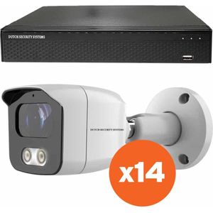 Camerabeveiliging 2K QHD - Sony 5MP - Set 14x Bullet - Wit - Buiten & Binnen - Met Nachtzicht - Incl. Recorder & App