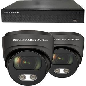 Draadloze Camerabeveiliging - Sony 5MP - 2K QHD - Set 2x Audio Dome - Zwart - Binnen & Buiten - Met Nachtzicht - Incl. Recorder & App