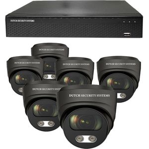 Draadloze Beveiligingscamera 4K Ultra HD - Sony 8MP - Set 6x Dome - Zwart - Buiten & Binnen - Met Nachtzicht - Incl. Recorder & App