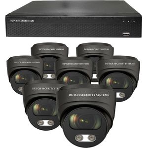 Draadloze Beveiligingscamera 4K Ultra HD - Sony 8MP - Set 7x Dome - Zwart - Buiten & Binnen - Met Nachtzicht - Incl. Recorder & App