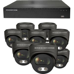 Draadloze Beveiligingscamera 4K Ultra HD - Sony 8MP - Set 8x Dome - Zwart - Buiten & Binnen - Met Nachtzicht - Incl. Recorder & App