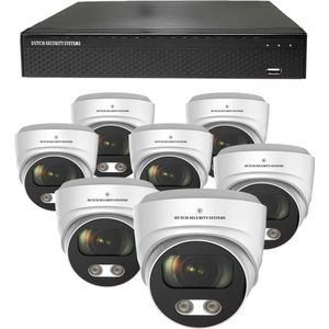Draadloze Beveiligingscamera 4K Ultra HD - Sony 8MP - Set 7x Dome - Wit - Buiten & Binnen - Met Nachtzicht - Incl. Recorder & App