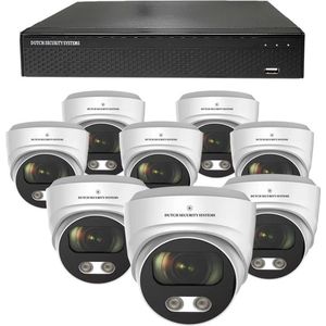 Draadloze Beveiligingscamera 4K Ultra HD - Sony 8MP - Set 8x Dome - Wit - Buiten & Binnen - Met Nachtzicht - Incl. Recorder & App