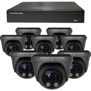 Beveiligingscamera Set - 8x PRO Dome Camera - UltraHD 4K - Sony 8MP - Zwart - Buiten & Binnen - Met Nachtzicht - Incl. Recorder & App