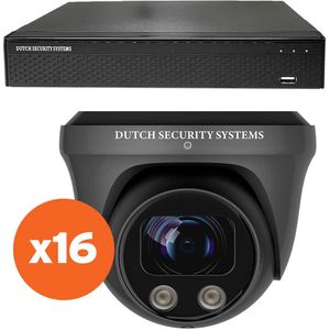Beveiligingscamera Set - 16x PRO Dome Camera - UltraHD 4K - Sony 8MP - Zwart - Buiten & Binnen - Met Nachtzicht - Incl. Recorder & App