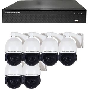 Camerabeveiliging 2K QHD - Sony 5MP - Set 6x PTZ - Wit - Buiten & Binnen - Met Nachtzicht - Incl. Recorder & App