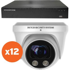 Beveiligingscamera Set - 12x PRO Dome Camera - QHD 2K - Sony 5MP - Wit - Buiten & Binnen - Met Nachtzicht - Incl. Recorder & App