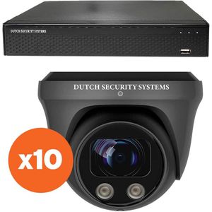 Beveiligingscamera Set - 10x PRO Dome Camera - QHD 2K - Sony 5MP - Zwart - Buiten & Binnen - Met Nachtzicht - Incl. Recorder & App
