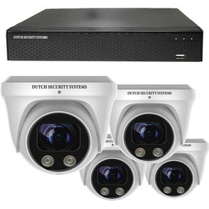 Beveiligingscamera Set - 4x PRO Dome Camera - QHD 2K - Sony 5MP - Wit - Buiten & Binnen - Met Nachtzicht - Incl. Recorder & App