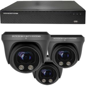 Beveiligingscamera Set - 3x PRO Dome Camera - QHD 2K - Sony 5MP - Zwart - Buiten & Binnen - Met Nachtzicht - Incl. Recorder & App