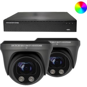 Beveiligingscamera Full Color 4K Ultra HD - Sony 8MP - Set 2x Dome - Zwart - Buiten & Binnen - Met Nachtzicht In Kleur - Incl. Recorder & App