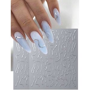 Nagelstickers nail art (2 velletjes - Zilver) - Nail Art Stickers - Nagelstickers Velletjes Zelfklevend - Nagellak stickers - Nagelstickers kinderen - Nail Art Stickers Decoratie - Nagel Stickers marmer