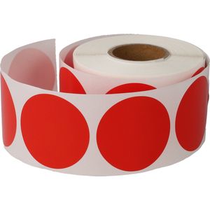 500 Etiketten Rond Rood Stickers 35 mm op Rol - Label Blanco Stickers Gekleurd - Dappaz