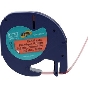 Dappaz 10 stuks Dymo Compatible LetraTag 91203 Zwart op Rood 12 mm x 4 m - LetraTag Labelprinter S0721630