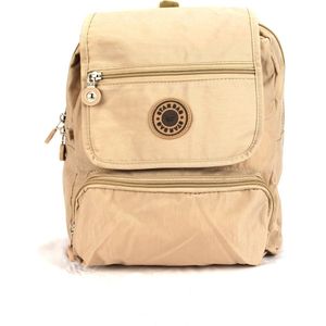 Massi Miliano Kleine Rugzak - Dames-Heren-Kinderen- Crinkle Nylon Khaki/beige -25x11x28cm - ( BP-31-30)