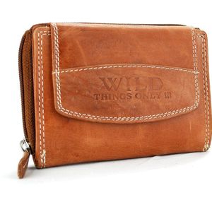 Wild Leather Only !!! Portemonnee Dames Buffelleer L.Bruin - ( RS-36-13) -13x3x11cm -