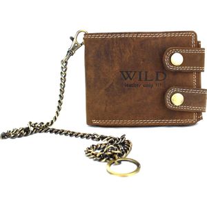 Wild Leather Only !!! Portemonnee Heren Buffelleer Donkerbruin - ( RS-400W-15 -11.5x2x9cm -