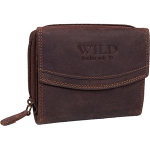 Wild Leather only !!! Portemonnee dames Hunter Leer Donkerbruin- ( WDRS-026-15) -