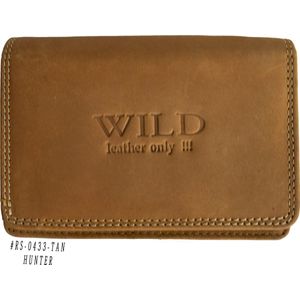 Wild Leather Only !!! Portemonnee Dames Hunter Leer- Camel - (WDRS-033-78) - Harmonica Model -