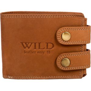 Wild Leather Only !!! Portemonnee Heren Hunter Leer Tan ( WHRS-031-78) -12x2x9cm -