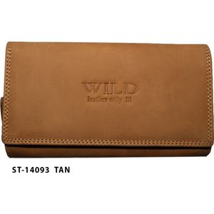 Wild Leather Only !!! Portemonnee Dames Hunter leer Tan - (WDST-14093-78) -17.5X3X9.5cm -
