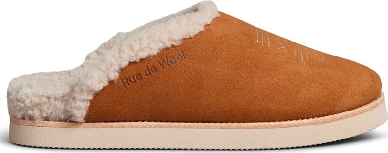 Rue de Wool - The Mule Embroidery - Pantoffel - Cognac - Suède en Wol