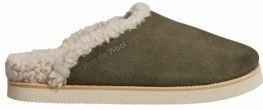 Rue de Wool - The Mule Brogue - Pantoffel - Olive - Suède en Wol