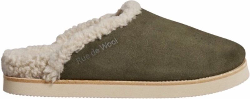 Rue de Wool - The Mule Brogue - Pantoffel - Olive - Suède en Wol