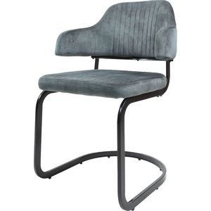Fox - Vintage Velvet - Eetkamerstoel - Army Green - Metalen Onderstel