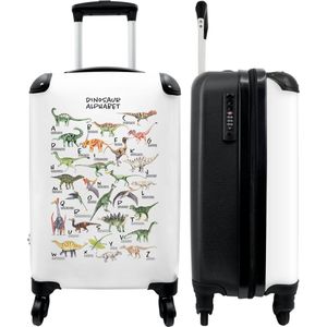 NoBoringSuitcases.com® Kinderkoffer - Dinosaurus - Alfabet - Dieren - Dino - Kinderen - Jongen - Jongenskoffer - Trolley jongens - Reiskoffer jongen - Past binnen 55x40x20 cm en 55x35x25 cm - Handbagagekoffer