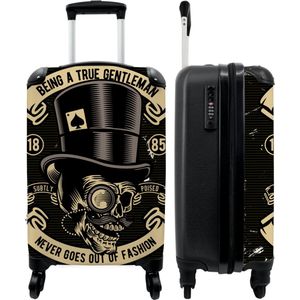 NoBoringSuitcases.com® - Skull koffer mannen zwart - Past binnen 55x40x20 en 55x35x20 cm - Trolley handbagage flightcase - Doodskop reis cadeau - Valiezen met wieltjes - Reistrolley volwassenen - Zwarte reiskoffer op wielen - Rolkoffer lichtgewicht