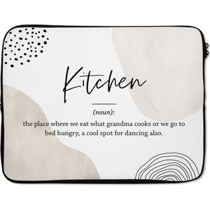 Laptophoes 17 inch - Keuken definitie - Kitchen - Quotes - Spreuken - Woordenboek - Laptop sleeve - Binnenmaat 42,5x30 cm - Zwarte achterkant