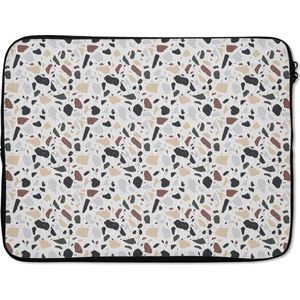 Laptophoes 15.6 inch - Structuur - Terazzo - Patroon - Laptop sleeve - Binnenmaat 39,5x29,5 cm - Zwarte achterkant
