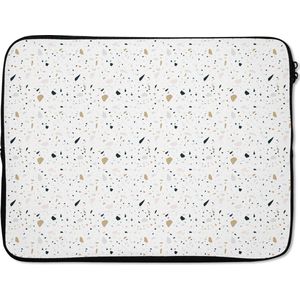 Laptophoes 17 inch - Patroon - Terazzo - Structuur - Laptop sleeve - Binnenmaat 42,5x30 cm - Zwarte achterkant