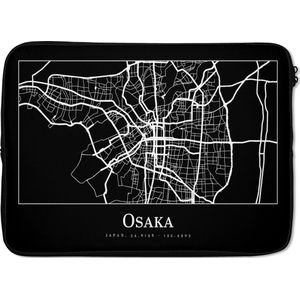 Laptophoes 13 inch - Plattegrond - Kaart - Osaka - Stadskaart - Laptop sleeve - Binnenmaat 32x22,5 cm - Zwarte achterkant