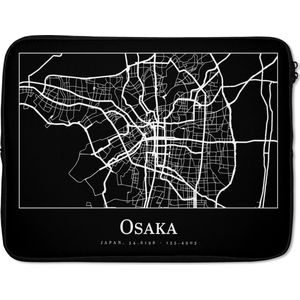 Laptophoes 15.6 inch - Plattegrond - Kaart - Osaka - Stadskaart - Laptop sleeve - Binnenmaat 39,5x29,5 cm - Zwarte achterkant