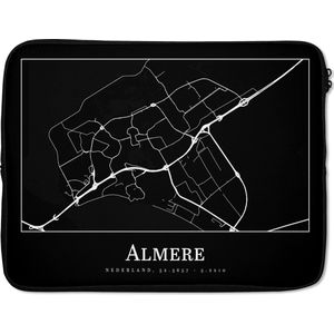 Laptophoes 15.6 inch - Stadskaart - Almere - Kaart - Plattegrond - Laptop sleeve - Binnenmaat 39,5x29,5 cm - Zwarte achterkant