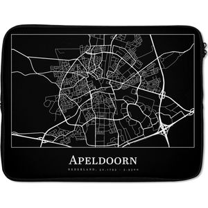 Laptophoes 17 inch - Apeldoorn - Stadskaart - Plattegrond - Kaart - Laptop sleeve - Binnenmaat 42,5x30 cm - Zwarte achterkant