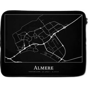 Laptophoes 15.6 inch - Stadskaart - Almere - Kaart - Plattegrond - Laptop sleeve - Binnenmaat 39,5x29,5 cm - Zwarte achterkant