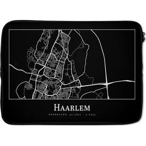 Laptophoes 14 inch - Plattegrond - Haarlem - Stadskaart - Kaart - Laptop sleeve - Binnenmaat 34x23,5 cm - Zwarte achterkant